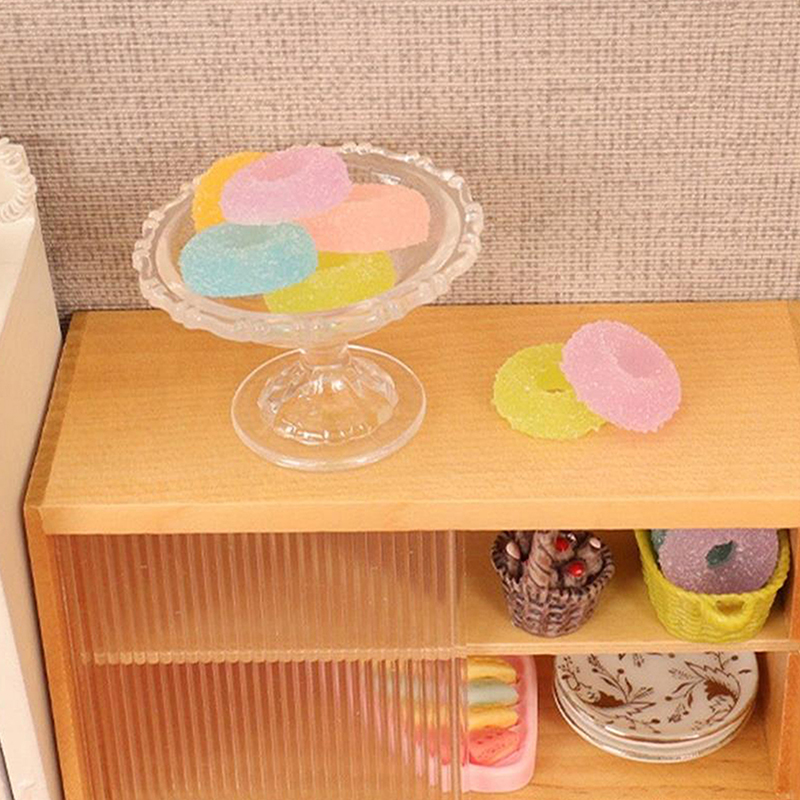 Gummy Candy - ドールハウスのミニチュアゼリーは、ストレージプレート、カラフルなキャンディーガム、1/12スケール、bjdドールハウスプレイ、キッチンおもちゃ