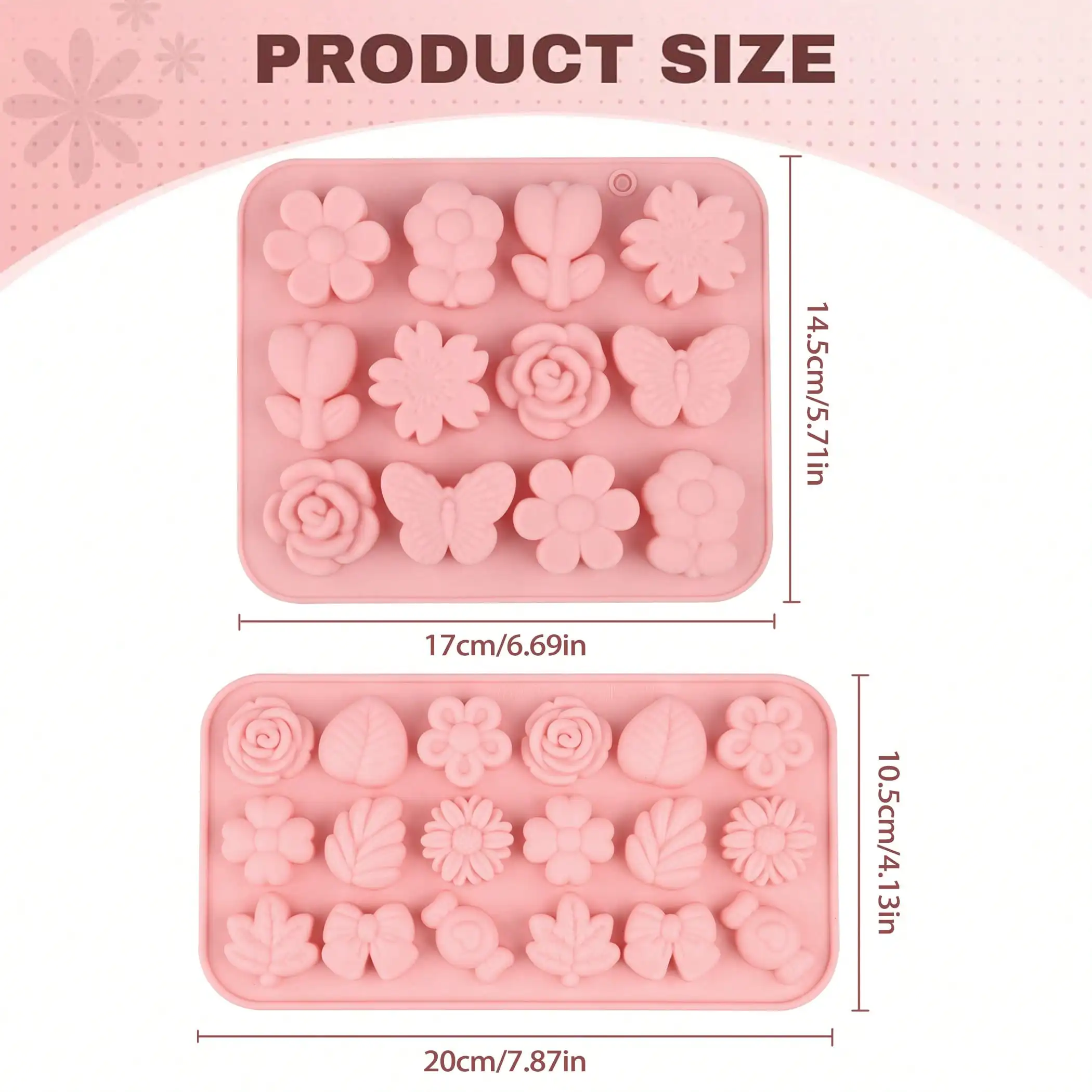 Gummy Candy - 1～2個入り、花柄のチョコレートグミ型、シリコン製、繰り返し使えるキャンディ型、チョコレート焼き、製氷皿、カップケーキ用。