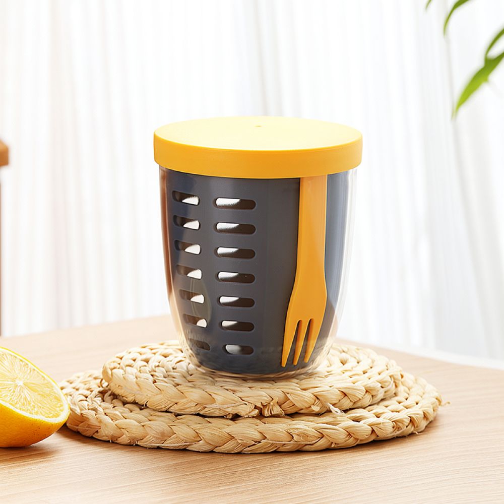 大容量のサラダシェイカーカップ。フォーク付きで持ち運びやすく - Healthy Snacks Food のレビューと価格