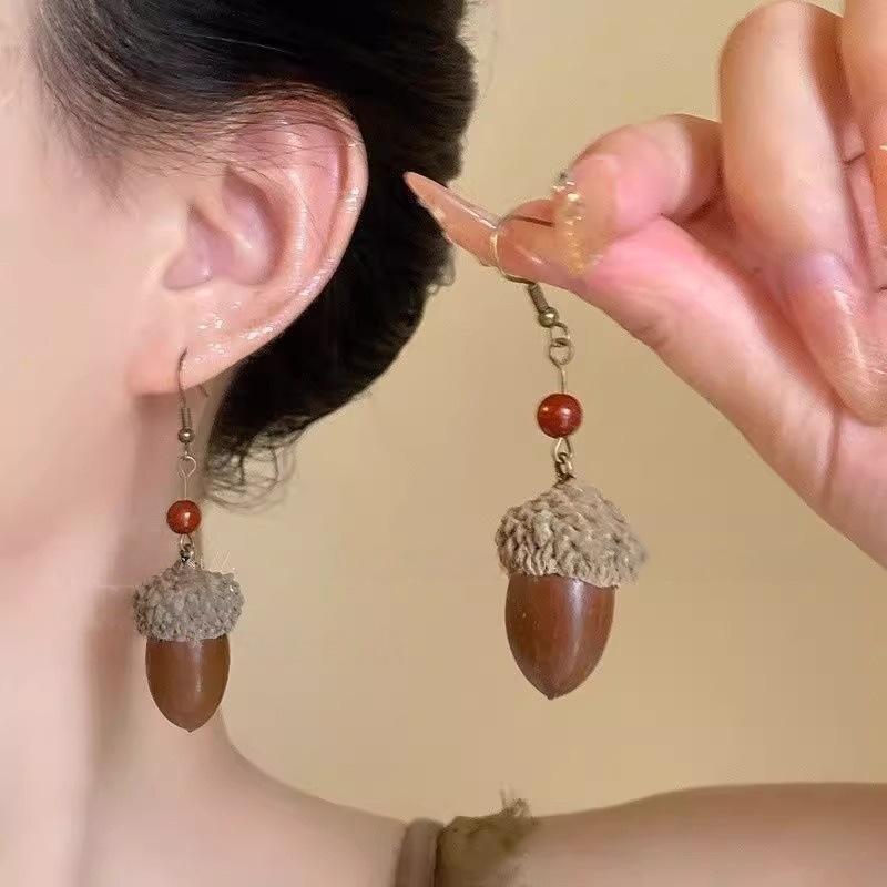 1 ペアヴィンテージ木製植物イヤリング女性のためのクリエイテ - Dried Fruit のレビューと価格