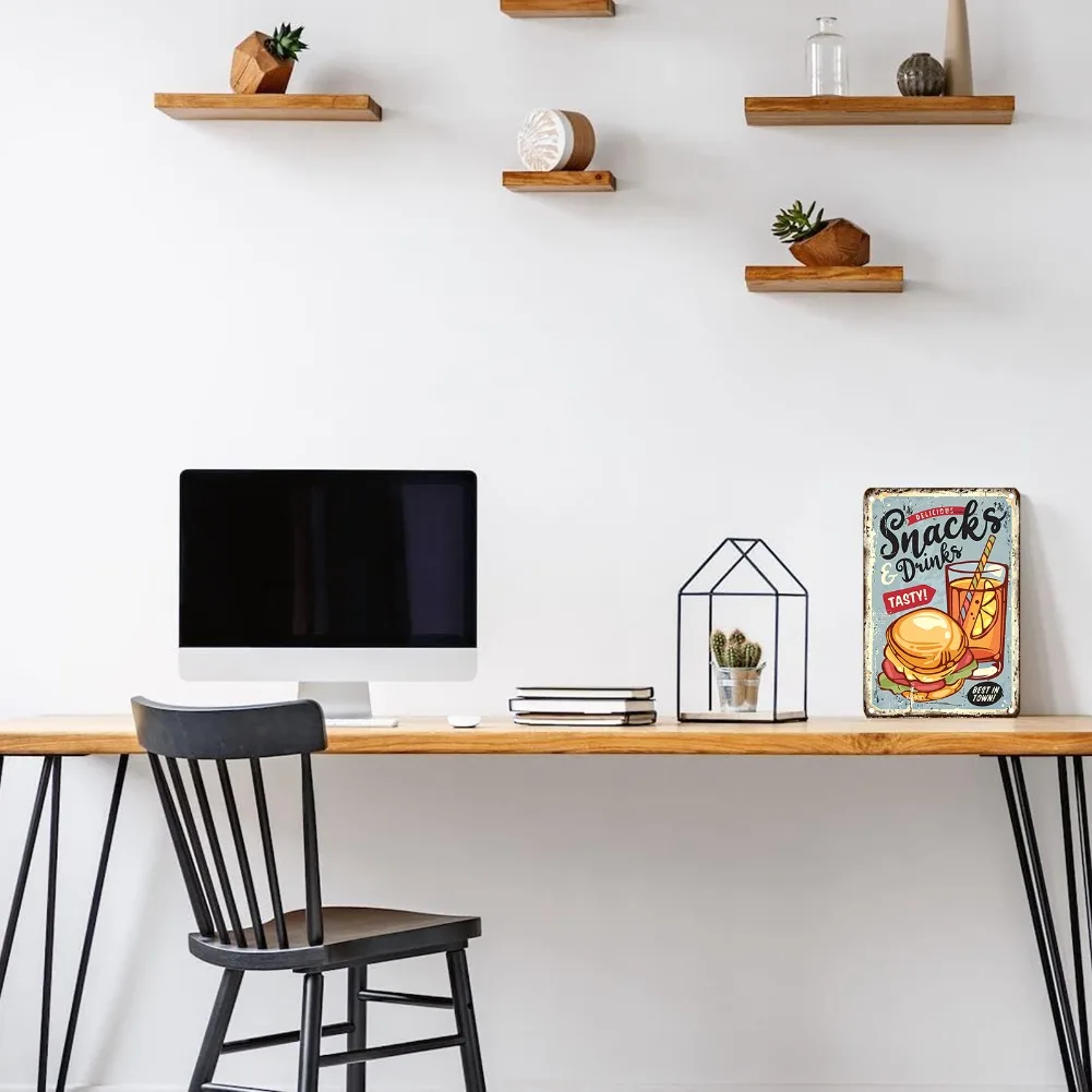 ヴィンテージフードメタルサイン、12x8インチの鉄製壁飾り、 - Food Snacks Drinks のレビューと価格